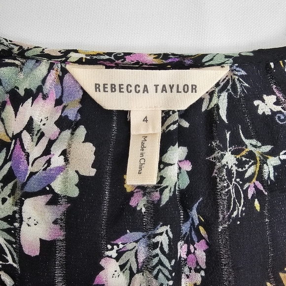 Rebecca Taylor Jewel Paisley 100% Silk Long Sleeve Blouse Size 4 - Picture 7 of 16